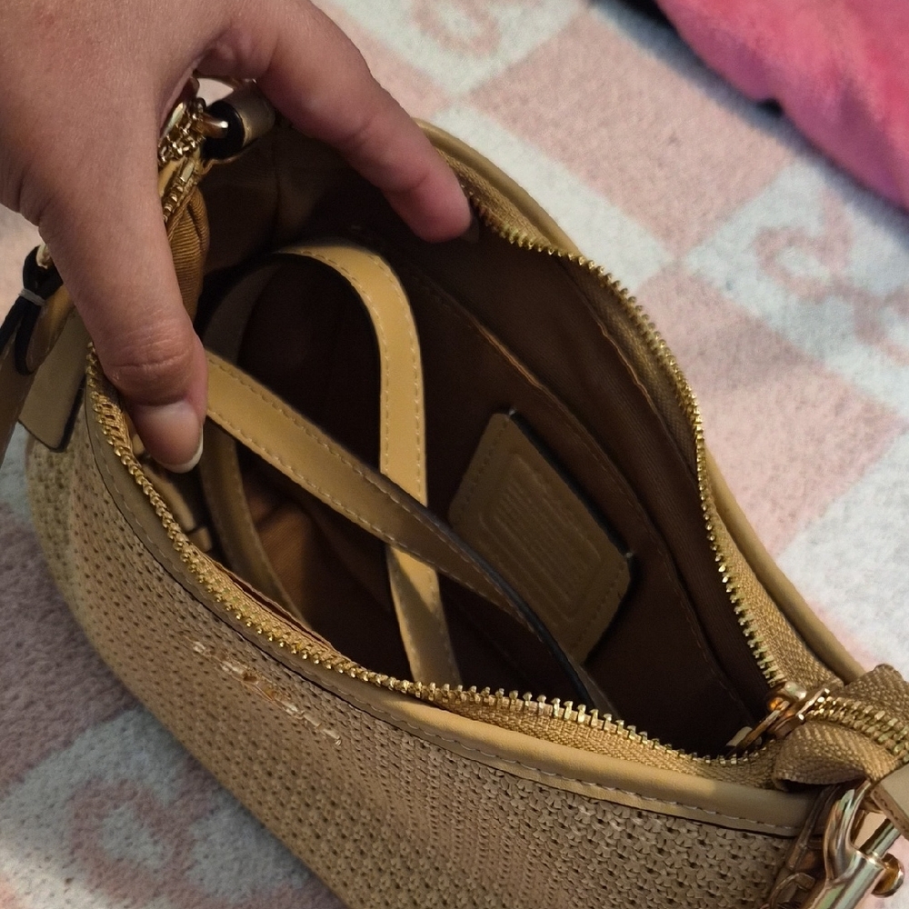 Coach Beige Woven Shoulder Bag - Picture 4 of 4
